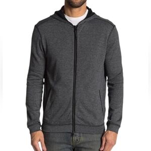 John Varvatos full Zip Double Knit Hoodie dark grey Large @i